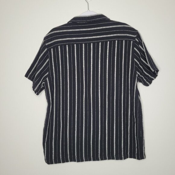 Element black white striped cotton button front short sleeve casual shirt XL - Picture 2 of 6